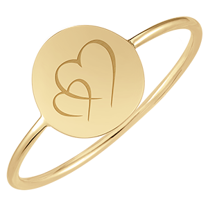 Bague médaillon rond gravée - or jaune 9 carats - Collection Lovely Yours - Edenly Yours
