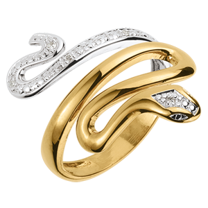 Bague Balade Imaginaire - Menace Précieuse - deux ors et diamants - or blanc et or jaune 18 carats