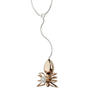 Necklace Imaginary Walk - Spider Queen - rose gold and diamonds