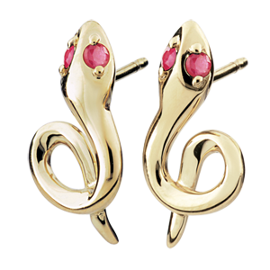 Earrings Imaginary Walk - Mini Serpent - ruby 
