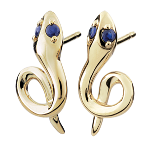 Earrings Imaginary Walk - Mini Serpent - sapphire