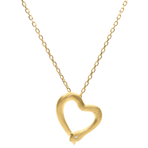 Necklace Imaginary walk - Snake of love - small model - brushed yellow gold diamond- 9 carats