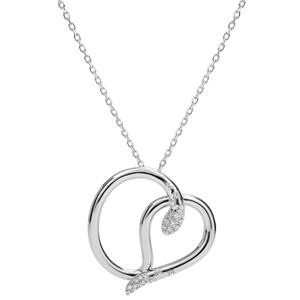 Necklace Imaginary walk - Snake of love - white gold diamonds - 9 carats