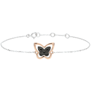 Bracelet Imaginary Walk - Lunar Butterfly - rose gold and black diamonds - 18 carat