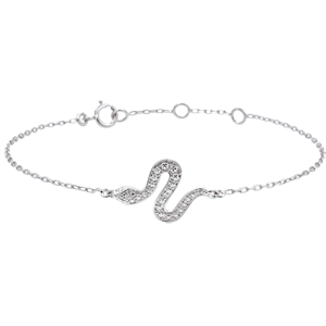 Bracelet Balade Imaginaire - Serpent Envoutant - or blanc 9 carats et diamants