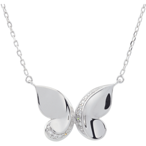 Collier Balade Imaginaire - Papillon Cascade - or blanc 9 carats