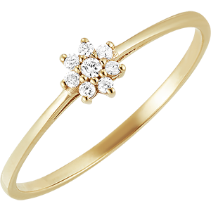 Ring Blüte - Daisy - Gelbgold, 18 Karat, mit Diamanten 