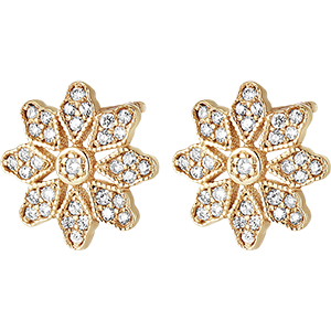 Ohrringe Blüte - Narzisse - Gelbgold, 18 Karat, mit Diamanten 