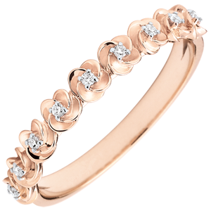 Ring Blüte - Rosenkränzchen - Kleines Modell - Roségold und Diamanten - 9 Karat