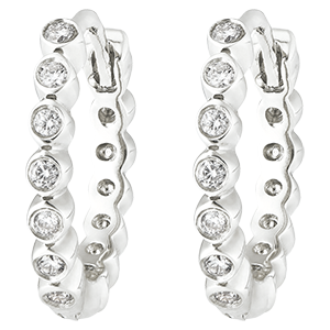 Boucles d'oreilles créoles Fleur de Sel - Écume Précieuse - or blanc 9 carats et diamants