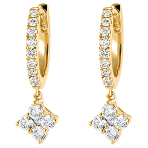 Boucles d'oreilles Créoles semi-pavées Fraîcheur - Dina - or jaune 9 carats et diamants