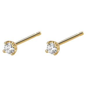 Boucles d'oreilles diamants - puces or jaune 18 carats 0.15 carat