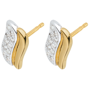 boucles d'oreilles icônes magiques deux ors et diamants - or blanc et or jaune 18 carats