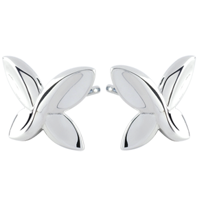 Boucles d'oreilles Papillon Origami - or blanc 9 carats