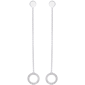 Boucles d'oreilles - Pendule Divine - or blanc 18 carats et diamants