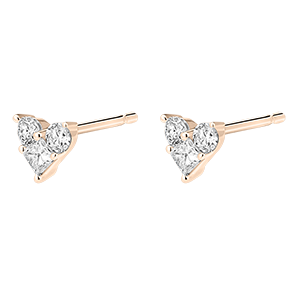 Boucles d'Oreilles Puces Précieux Secret - Lovely - or rose 9 carats et diamants