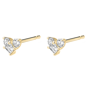 Boucles d'Oreilles Puces Précieux Secret - Mini Lovely - or jaune 18 carats et diamants