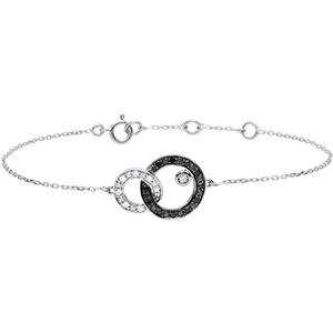 Bracciale Chiaroscuro - Duetto di Lune - Oro bianco -18 carati - Diamanti bianchi e neri