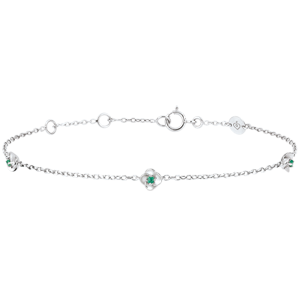 Bracelet Éclosion - Couronne de Roses - émeraudes - or blanc 9 carats