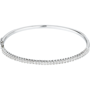 Bracelet jonc or blanc 18 carats semi pavé - 1 carats - 37 diamants