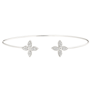 Bracelet Jonc Ouvert Éclosion - Double Chance - or blanc 9 carats et diamants