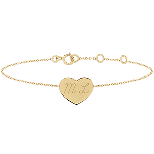 Bracelet médaille coeur gravée - or jaune 9 carats - Collection ABC Yours - Edenly Yours