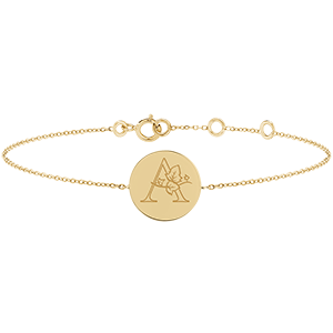Bracelet médaille ronde gravée - or jaune 9 carats - Collection ABC Yours - Edenly Yours