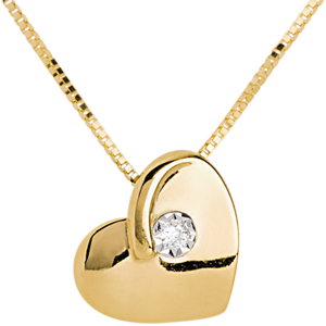 Naszyjnik Oszalałe Serce z żółtego złota 18-karatowego z diamentami