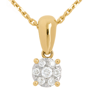 Ciondolo Punto luce pavé di diamanti - Oro giallo - 18 carati - 7 Diamanti - 0.20 carati