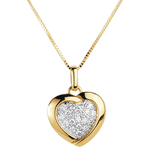 Ciondolo Sweet Heart - Oro giallo e Oro bianco - 18 carati - 18 Diamanti - 0.2 carati