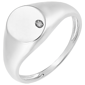 Clair Obscure Ring - Achilles Signet Ring - white gold 18 carats and diamond