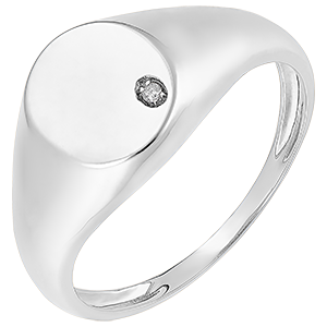 Clair Obscure Ring - Achilles Signet Ring - white gold 9 carats and diamond