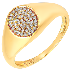 Anillo Claro-Oscuro - Anillo de Sello Aquiles Diamantes - oro amarillo de 18 quilates y diamantes