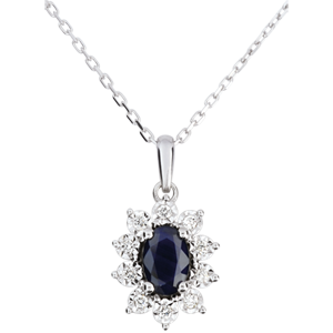 Colier Eternel Edelweiss - Iluzia Anemonei - safire şi diamante - aur alb de 18K