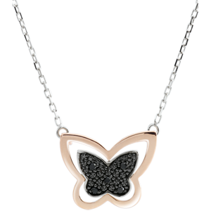 Collar Paseo Soñado - Mariposa Lunar - oro rosa 9 quilates y diamantes negros