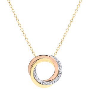 Collar Saturno - 3 oros 9 quilates y diamantes