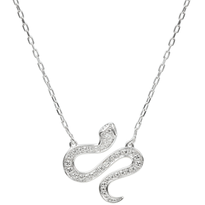 Collier Balade Imaginaire - Serpent Envoutant - or blanc 9 carats et diamants