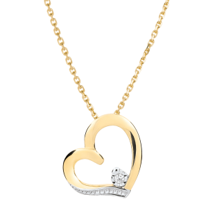 Collier coeur Amour-Amour - or blanc et or jaune 9 carats