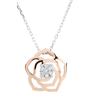 Collier Éclosion - Rose Absolue - or blanc et or rose 18 carats