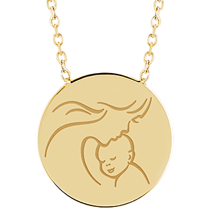 Collier médaille ronde gravée - or jaune 9 carats - Collection Baby Yours - Edenly Yours