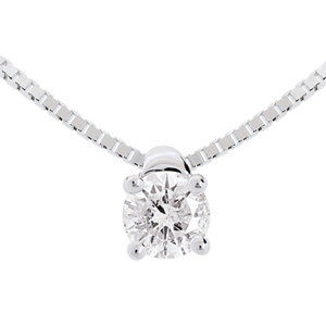 Collier solitaire or blanc 18 carats - 0.2 carat