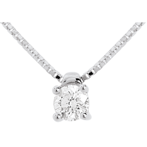 Collier solitaire or blanc 18 carats (TGM) - 0.26 carat