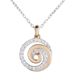 Collier Spirale d'amour or blanc et or rose 9 carats