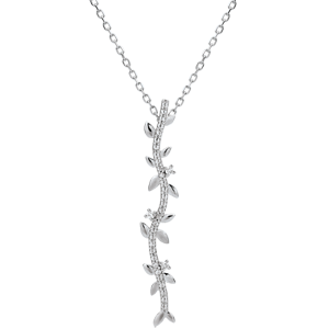 Collier tige Jardin Enchanté - Feuillage Royal - or blanc 18 carats et diamants