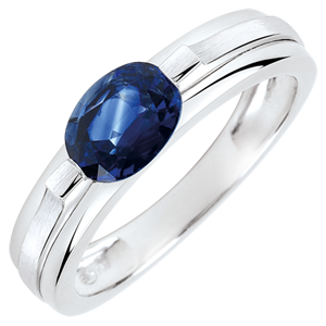 Victory Engagement Ring variation - 1 carat sapphire - white gold 18 carats