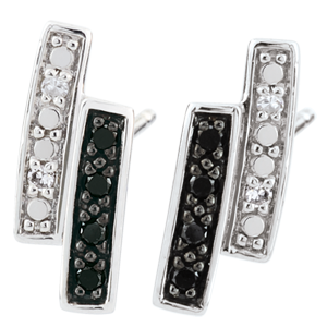 Earrings Clair Obscure studs - white gold, black diamond