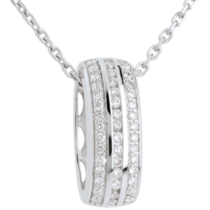 Pendentif roue diamants - or blanc 18 carats - 0.27 carats