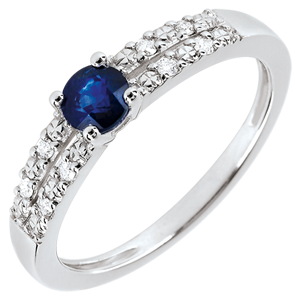 Margot Engagement Ring - 0.37 carat sapphire and diamonds - white gold 18 carats