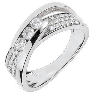 Ring Enchantment - Trilogy Funambule white gold paved - 0.62 carat - 45 diamonds