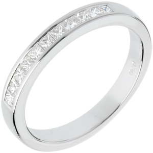 Half eternity ring white gold semi-paved channel setting - 0.31 carat - 11 diamonds